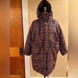 OOF Reversible Zip Up Plaid Hooded Winter Coat
